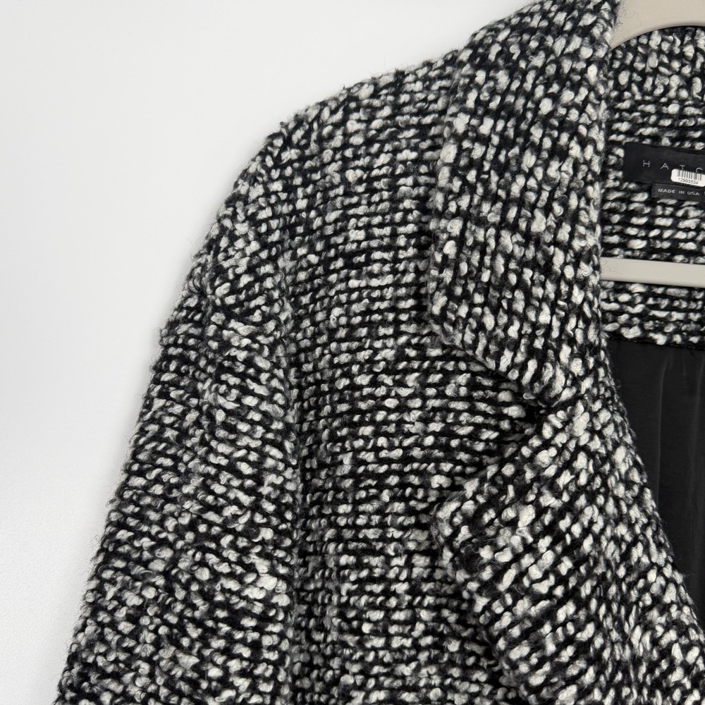 HATCH Black White Double Breasted Tweed Old Money Luxury Blazer Coat Size 2 - Picture 6 of 12